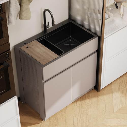 阳台空间铝集成柜厨房不锈钢单水槽加深大单水槽水槽柜