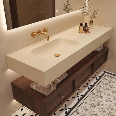 中古风岩板热弯一体盆浴室柜组合法式卫生间洗漱台洗手盆高端定制