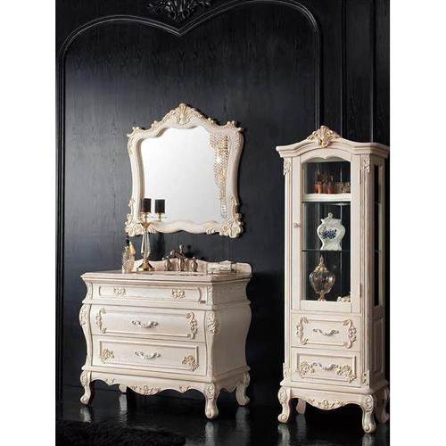 新款欧式浴室柜落地式红橡木实木双盆洗手台洗脸盆卫浴柜组合法式