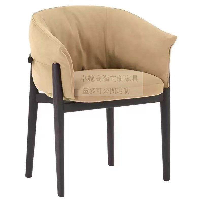 意式极简餐椅家用餐厅现代简约真皮椅子北欧实木酒店桌椅靠背椅凳