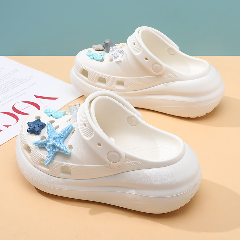 泡芙洞洞鞋女款夏季外穿2025新款厚底增高防滑网红时尚沙滩凉拖鞋,女鞋,包头拖,淘宝优惠券,粉丝福利购,淘宝优惠卷