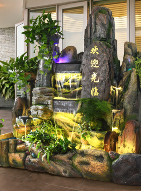 大型假山流水喷泉招财风水轮落地摆件阳台室内花园庭院鱼池造景高