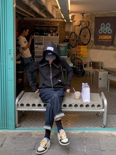 200斤 胖妹妹mm复古牛仔直筒秋冬高腰宽松显瘦老爹哈伦裤 大码 女装