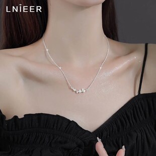 999纯银银杏h叶项链女轻奢小众设计2024新款爆款素银链女友520礼