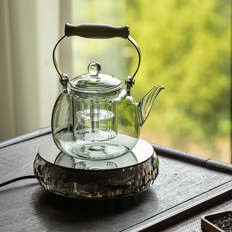 家用烟灰玻璃煮茶蒸茶壶高档水晶黑晶炉耐高温泡茶烧水壶茶具套组