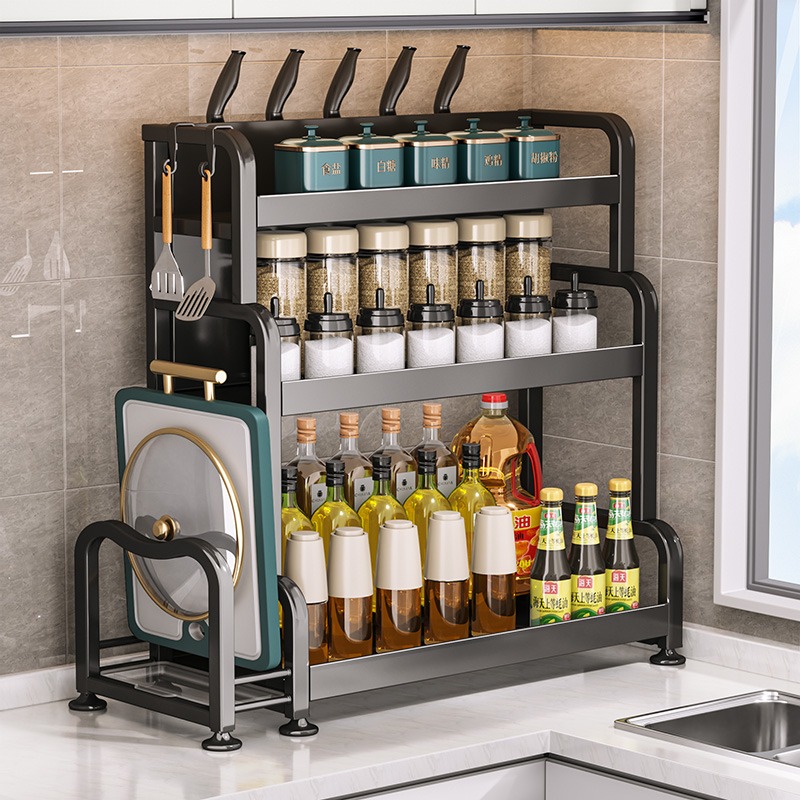 厨房置物架台面多功能调味料架用品刀架筷子收纳家用大全落地多层