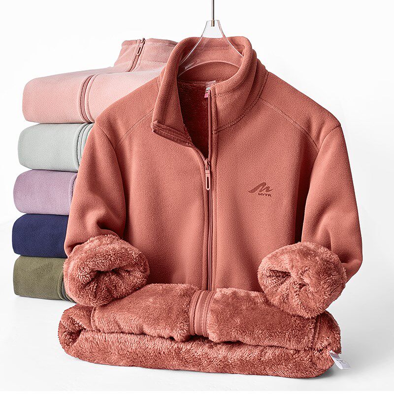 洋气显瘦奥利绒冬季外套女加绒加厚摇粒绒卫衣秋冬短款抓绒衣内胆