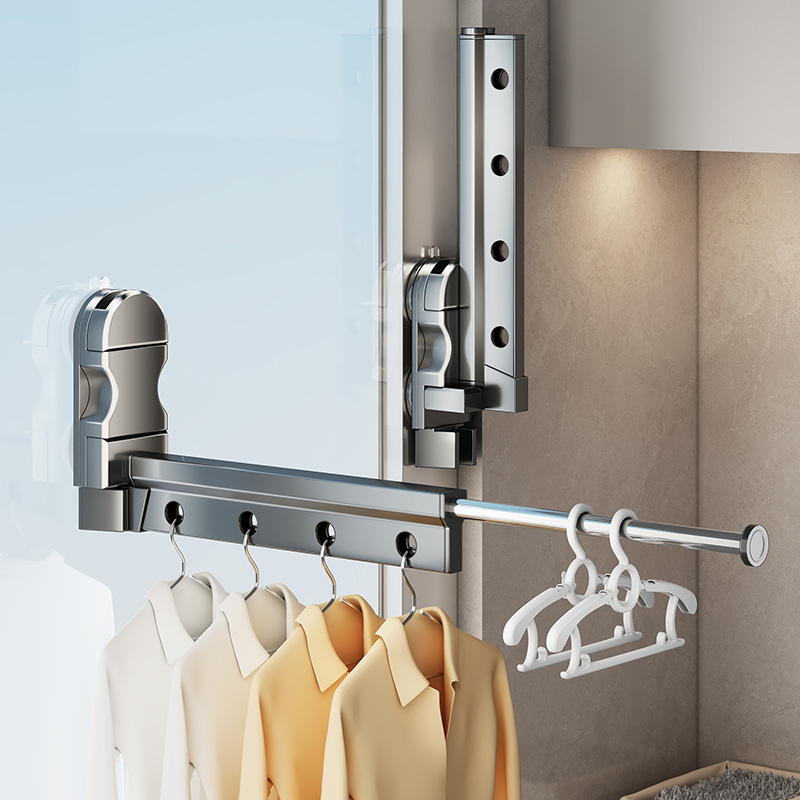 吸盘折叠晾衣架阳台家用隐形伸缩