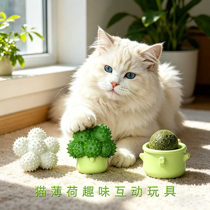 西兰花猫薄荷玩具磨牙洁齿蹭痒梳