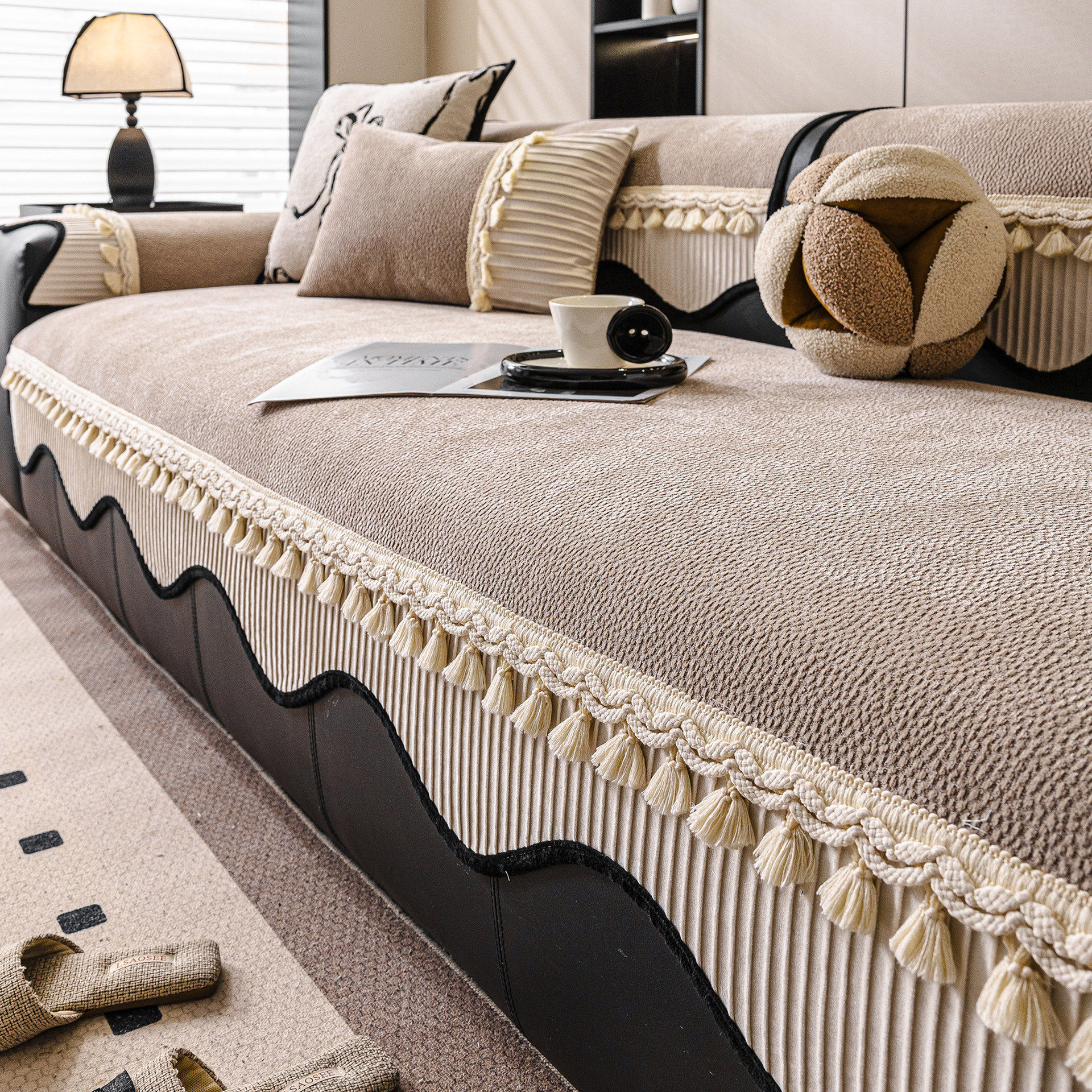 沙发垫固定防滑四季通用轻奢高级感简约现代2026新款雪尼尔一片式