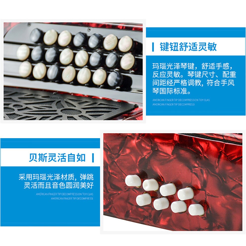 佰笛手风琴巴扬键盘8BS 22键8贝斯 早教儿童初学乐器进口成品音簧