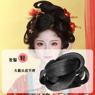 全发丝懒人款 古风盘发汉服宋唐明魏通用 汉服假发包一体式 素皙古装