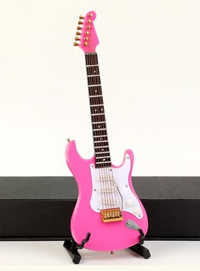 粉色绿色木制迷你民谣吉他模型电吉他摆件男女朋友生日圣诞礼物