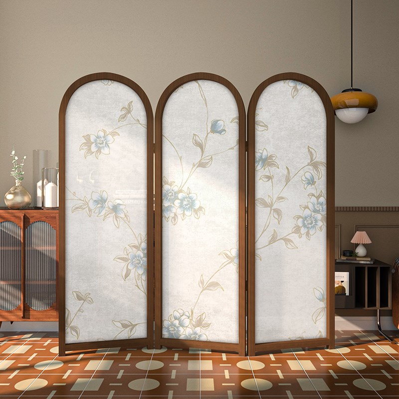 美式乡村欧式实木折叠屏风隔断装饰玄关客厅遮挡入户移动艺术折屏