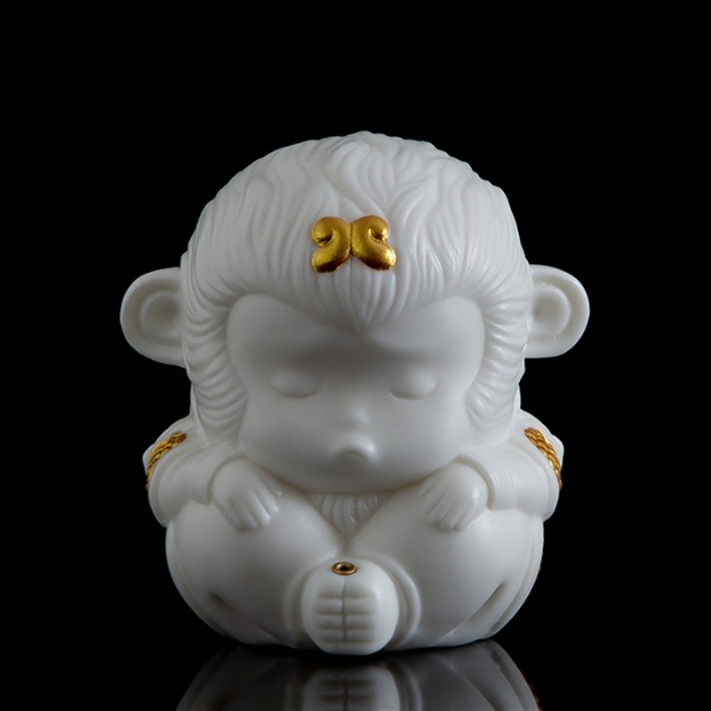德化陶瓷 动物香插摆件神兽禅意手工描金 香线办公桌客厅装饰礼品