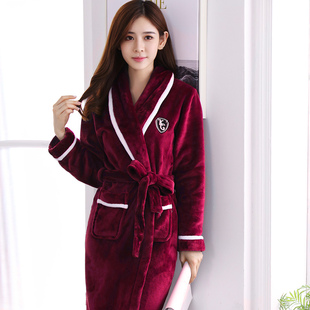 2020秋冬大码 睡衣婚礼睡袍新娘晨袍情侣法兰绒浴袍男珊瑚绒女性感