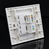 86型双口网络电话插座 二位千兆六类电脑网口语音电话面板 1网1电