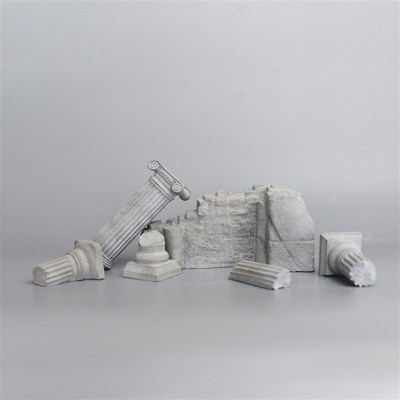 废墟场景 残垣断壁  摆件 清水混凝土水泥工艺品模型造景六件一组
