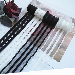 花边松紧带黑白色木耳波浪镂空弹力织带美背泳衣内衣装饰裙子收缩