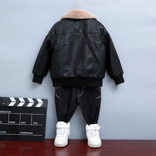 男童秋冬皮衣2020冬季儿童冬款洋气厚外套男孩皮夹克加绒上衣潮童