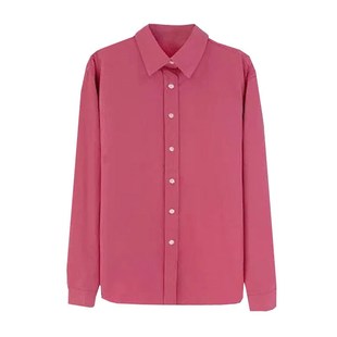 百思朵树莓色衬衫女小个子高级感玫粉色上衣梅子色宽松玫红色外套