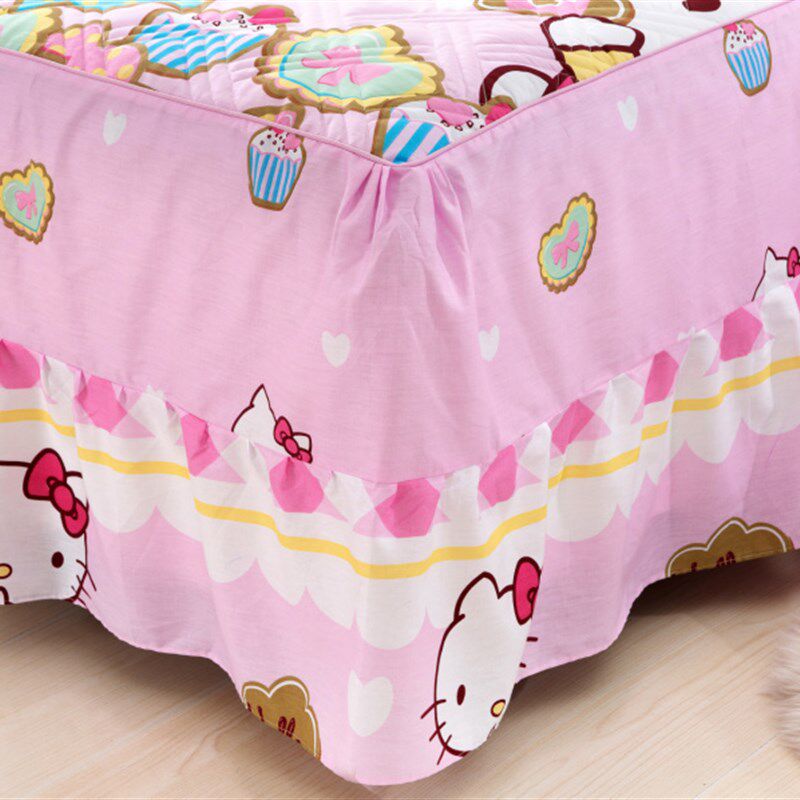 儿童卡通纯棉夹棉床裙式四件套全棉加厚床罩防滑床单加棉床上用品