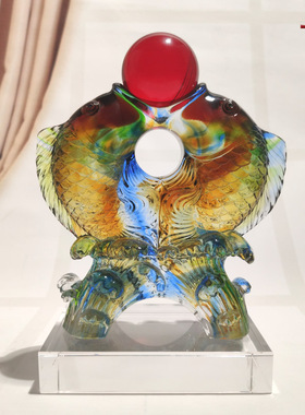 琉璃工艺品水晶鱼摆件好运锦鲤中式客厅电视柜装饰品乔迁新居礼物