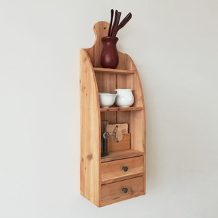 茶叶茶杯架子茶具收纳架吧台墙上搁板餐边置物架实木吊柜餐厅壁柜