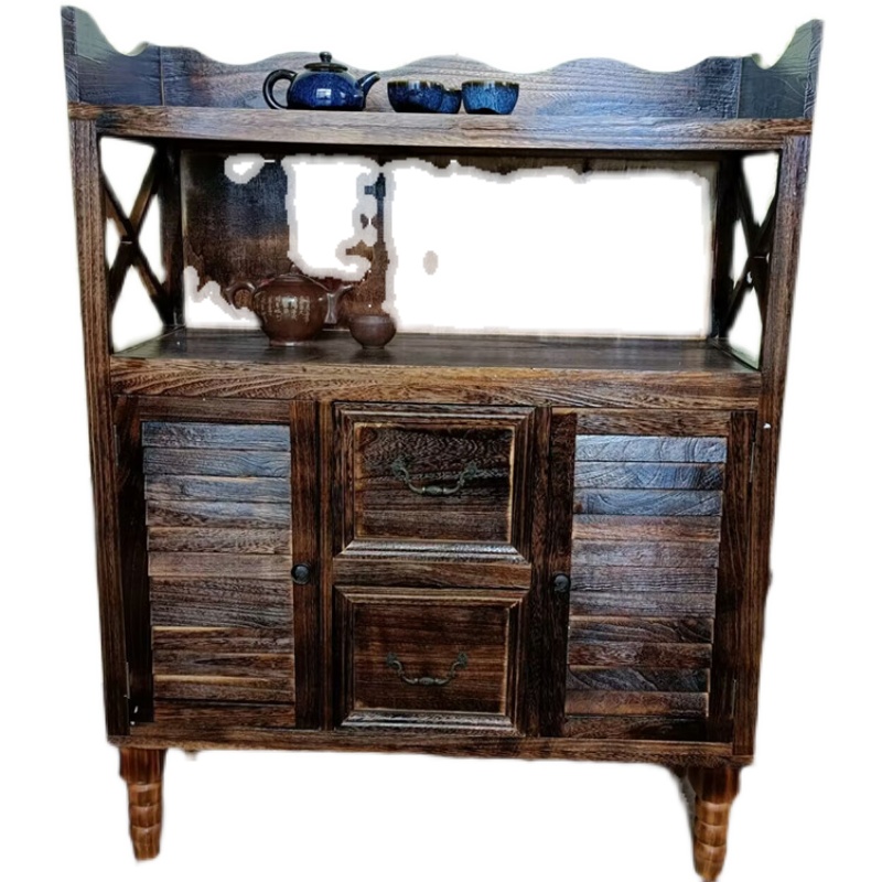 实木茶柜复古简约茶水柜美式储物柜小型茶桌置物柜餐边柜柜子包邮