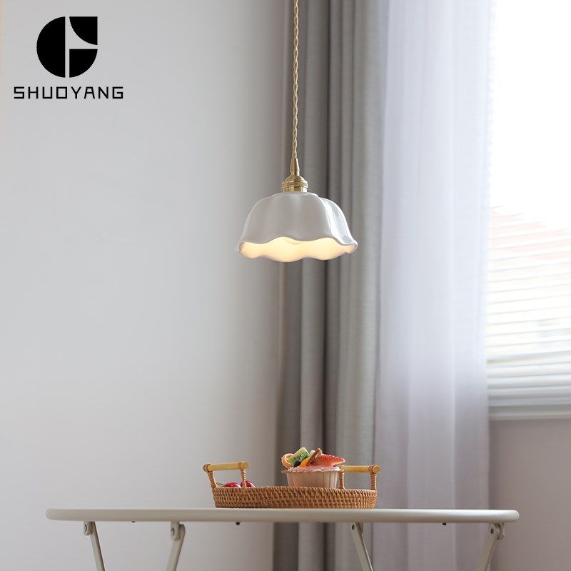 烁阳日式陶瓷吊灯餐桌阳台吧台飘窗小卧室韩式花瓣榻榻米网红小灯,家装灯饰光源,餐厅吊灯,淘宝优惠券,粉丝福利购,淘宝优惠卷