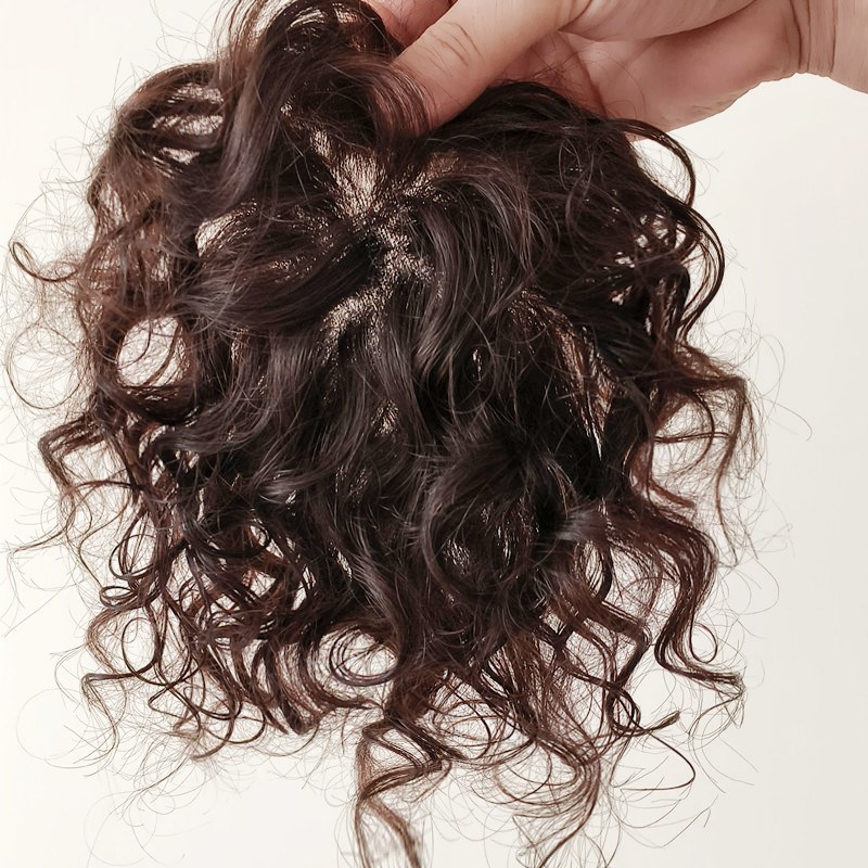 头顶补发片女遮白发补头顶假发片真发无痕卷发自然发顶蓬松卷短发