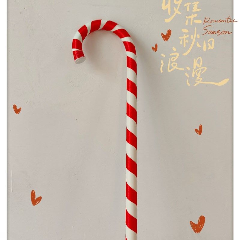 圣诞节装饰红白塑料彩绘拐杖道具舞蹈拍摄摆件圣诞树挂饰15-95CM