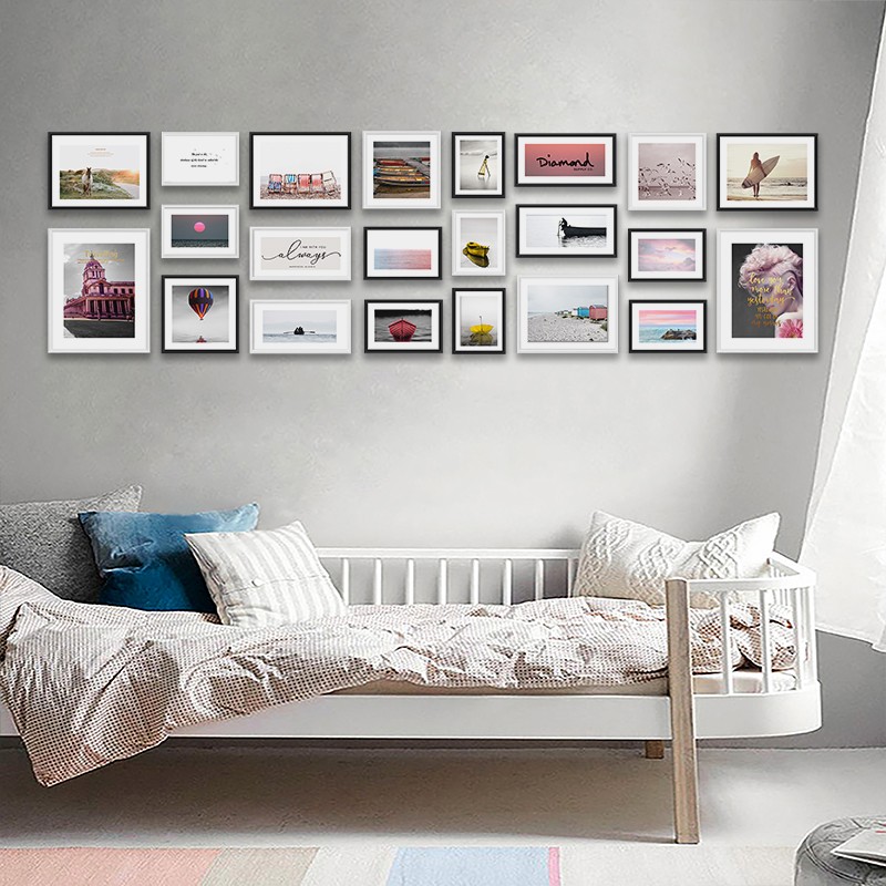 企业照片墙公司文化大尺寸实木相框创意组合墙面装饰客厅餐厅挂墙