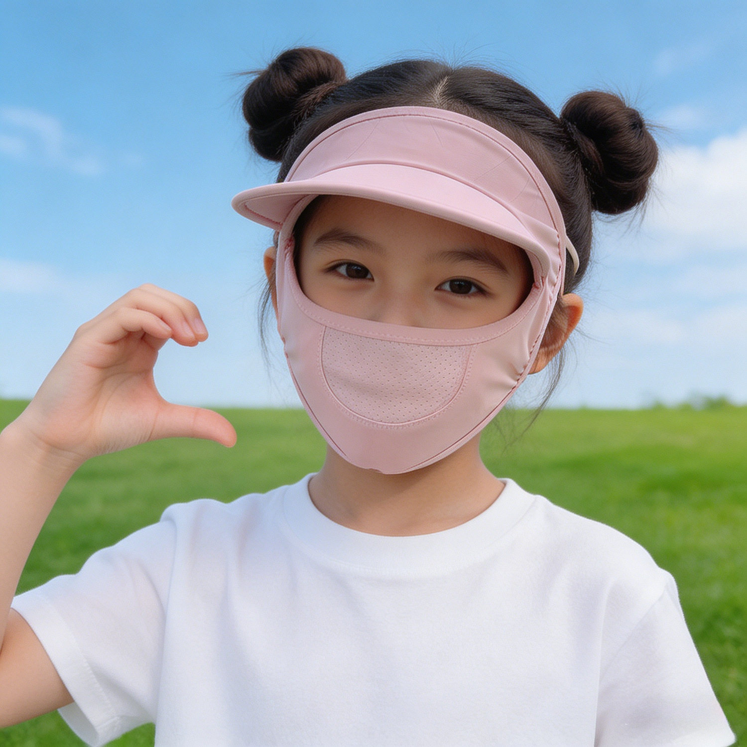 儿童脸部防晒面罩夏季2026透气脸罩户外运动遮阳帽子一体冰丝口罩