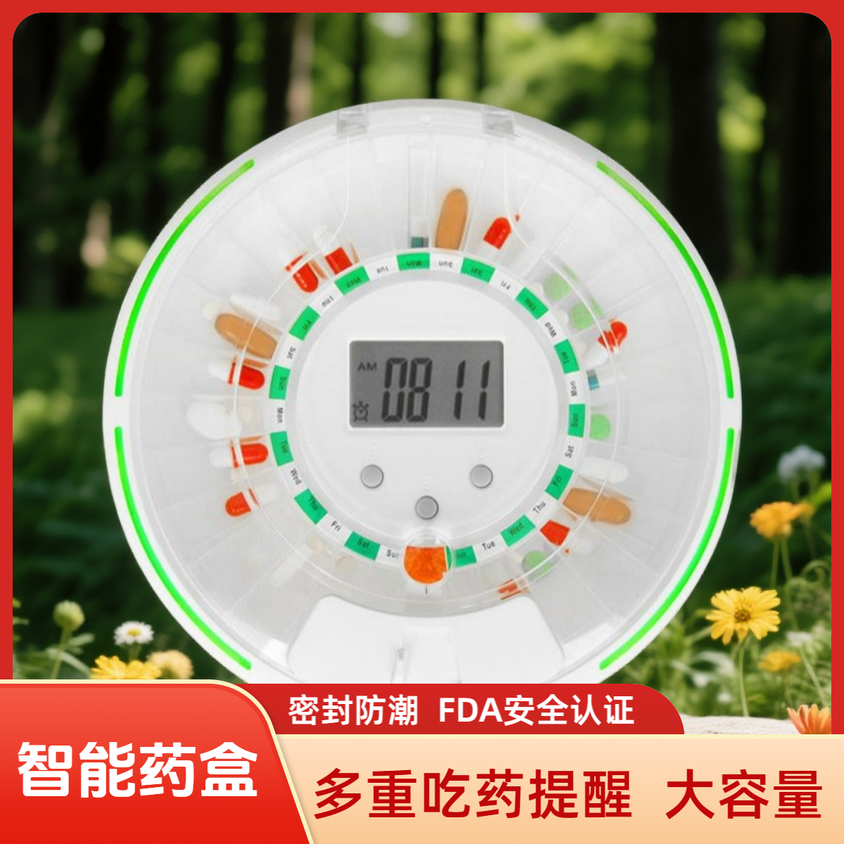 智能药盒定时吃药提醒密封防潮健忘症老人用药神器便携式药盒,收纳整理,药盒,淘宝优惠券,粉丝福利购,淘宝优惠卷