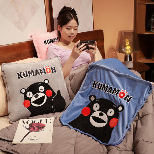 卡通熊本熊夏季天折叠抱枕被子两用办公室午睡空调毯子二合一车载