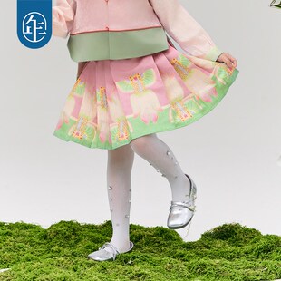 年衣童装女童短款马面裙半身裙秋款古风古装儿童汉服新中式裙子