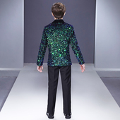 儿童西装 英伦风男童花童小主持人礼服钢琴演奏走秀演出服亮片 套装