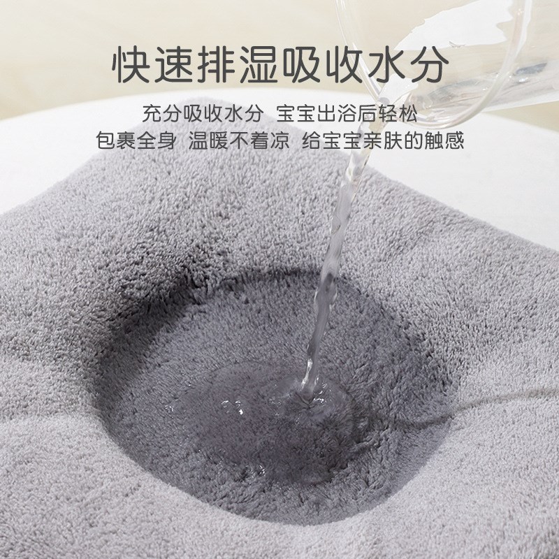 婴幼儿童浴巾擦澡巾连帽男女宝宝卡通珊瑚绒柔浴袍加厚吸水不掉毛