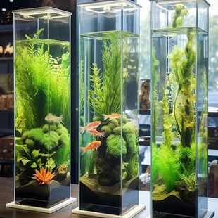 防摔方柱形金鱼缸透明压克力家用小型客厅酒店斗鱼乌龟大型水族箱