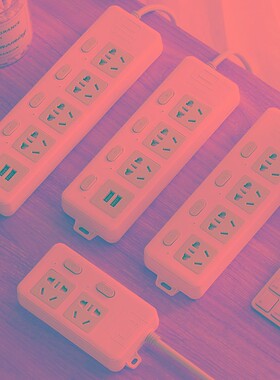 小型迷你可爱插板长线插座带开关5米8m拖线短可2脚插排插二项两孔