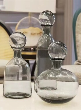 极简轻奢风玻璃花瓶客厅装饰插花北欧创意玄关桌面软装样板间摆件