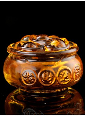 琉璃聚宝盆摆件招财聚财玄关工艺品黄水晶聚宝盆开运装饰旺财礼品