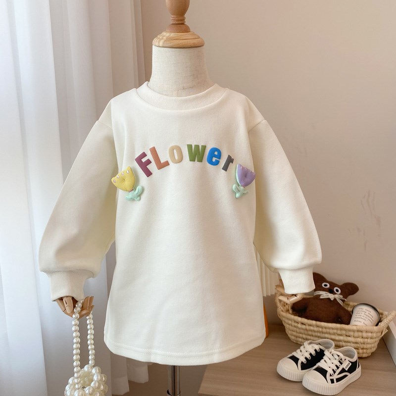 女童卫衣春秋2024新款中小童薄款洋气中长款儿童女宝宝春装打底衫