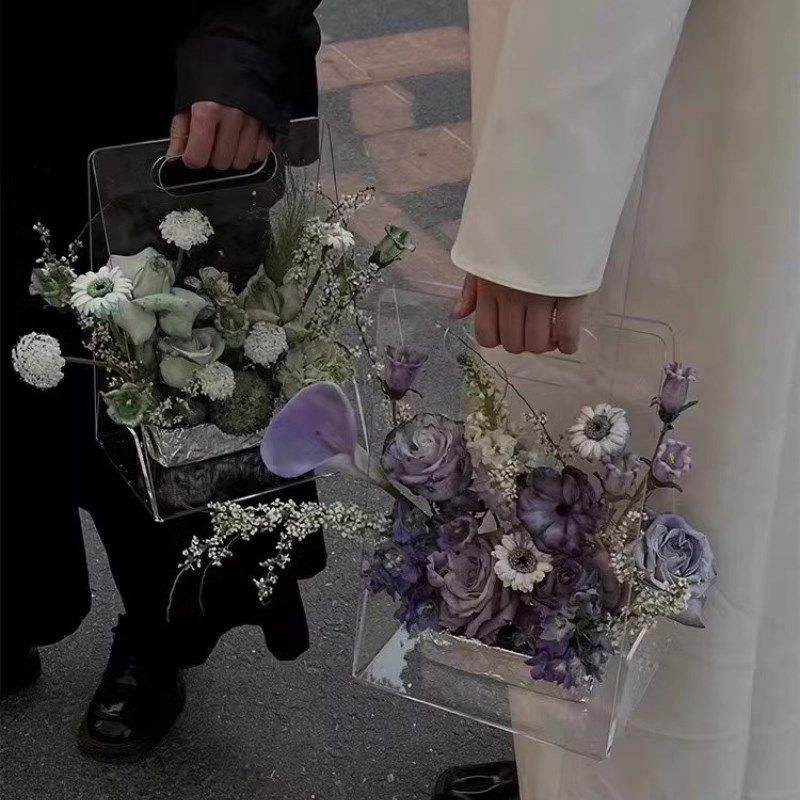 高级感亚克力手提花盒鲜花束包装盒透明手拎插花盒花艺花店装饰,鲜花速递/花卉仿真/绿植园艺,花艺包装盒,淘宝优惠券,粉丝福利购,淘宝优惠卷