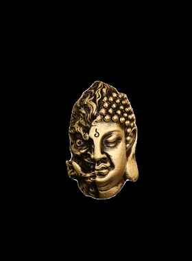 实心黄铜一念成佛文玩一面之间佛与魔手把件佛魔挂件纯铜男士手串