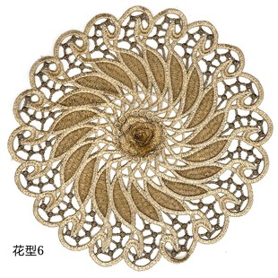 新中式 蕾丝奢华镂空浮雕圆形餐垫桌垫盘垫花瓶垫台灯垫杯垫饰品垫