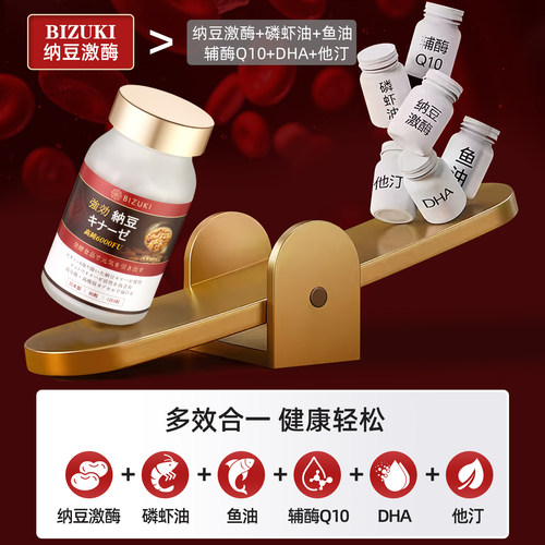 品牌直发 bizuki必舒欣纳豆激酶辅6000FU酶Q10心脏呵护心脑血管