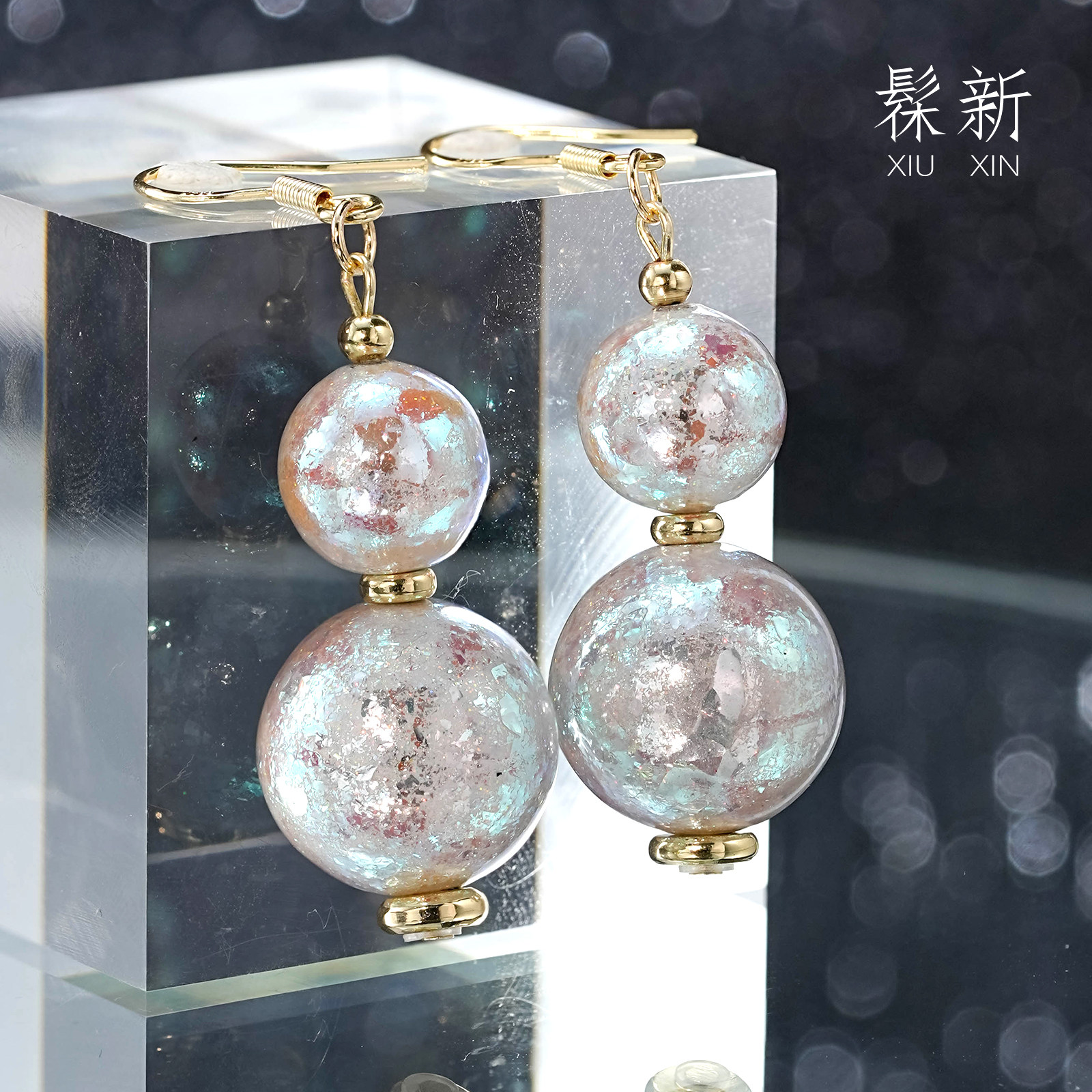 大漆珠耳饰脉冲原创女性饰品