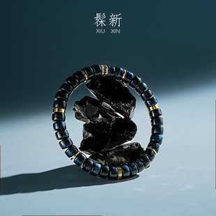 非遗大漆珠琳琅雅集系列海王隐蓝男女款文玩礼品漆器手串